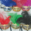 Painted Masks With Feather And Tie Back